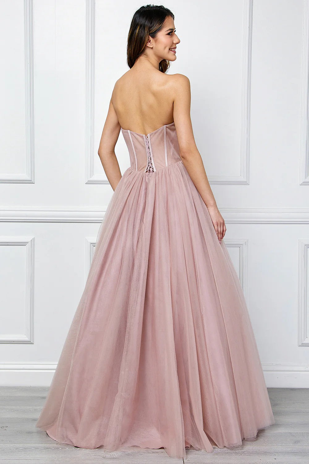 Lumidress Dusty Rose Off-Shoulder Corset A-Line Gown