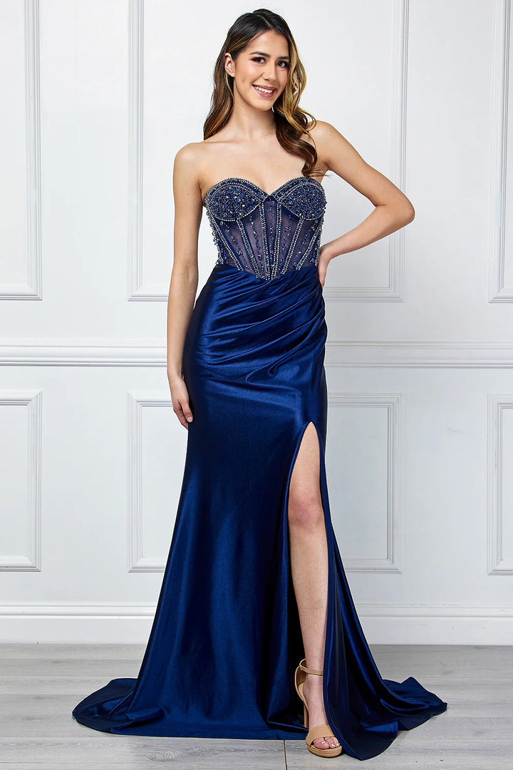 Lumidress Golden Radiance Crystal Sheer Corset Gown