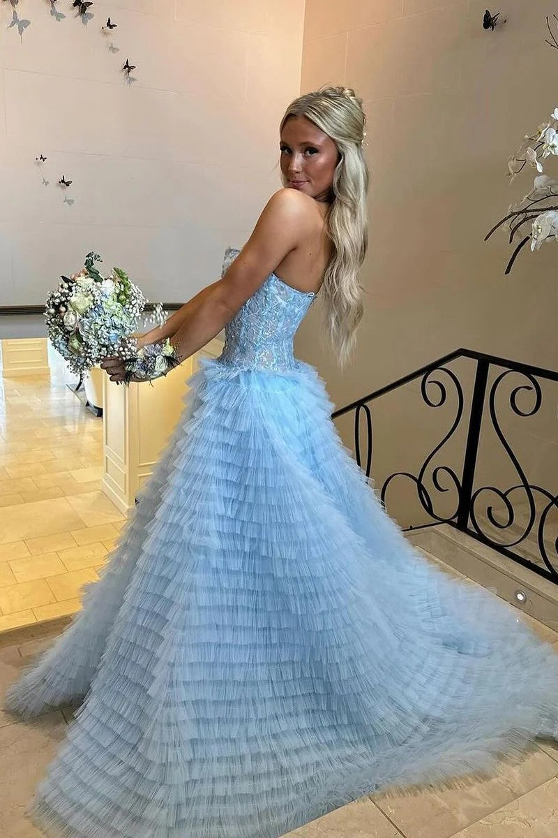 Lumidress Gorgeous Sweetheart A-Line Tiered Tulle Prom Dress with Ruffles