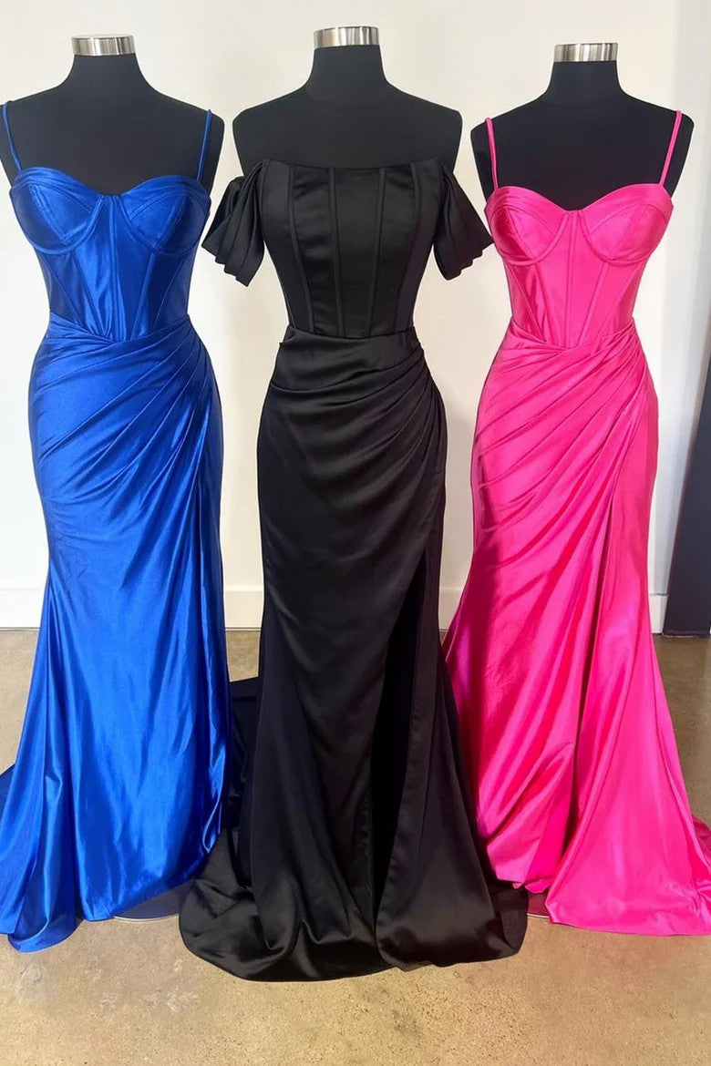 Lumidress Glamorous Pink Mermaid Formal Dress with Corset Bodice and Side Slit