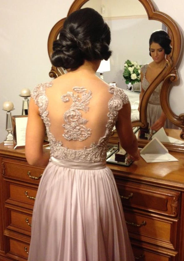 Lumidress Sexy Silver Lace Sleeveless A-Line Chiffon Bridesmaid Dresses
