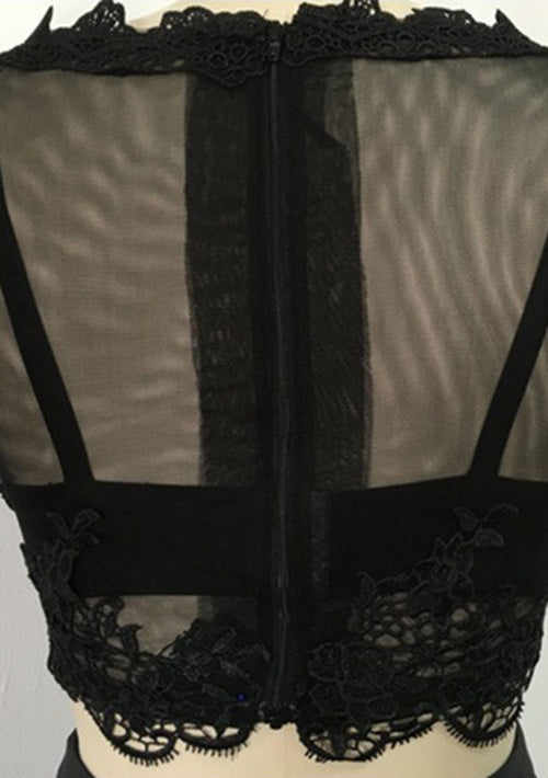 Lumidress Elegant Black Satin Prom Dress with Lace Long Sleeves