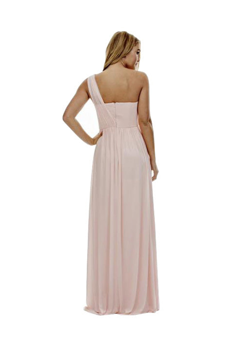 Lumidress Light Pink Chiffon One-Shoulder A-Line Bridesmaid Dress