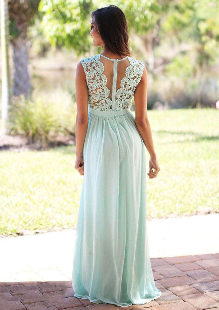 Lumidress Blush Lace Illusion Back A-Line Chiffon Bridesmaid Dress