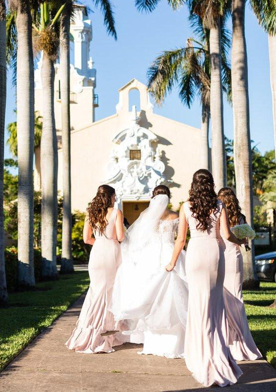 Lumidress Boat Neck Sleeveless Satin Bridesmaid Dresses with Pleated