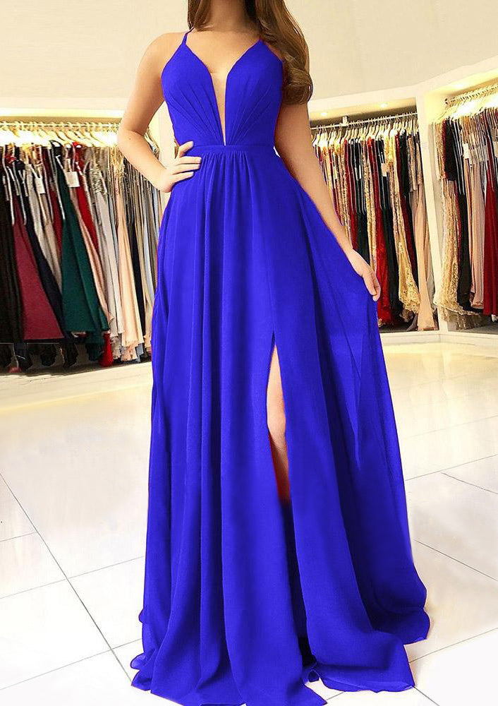 Lumidress A-Line Chiffon Prom Dress with Side Split