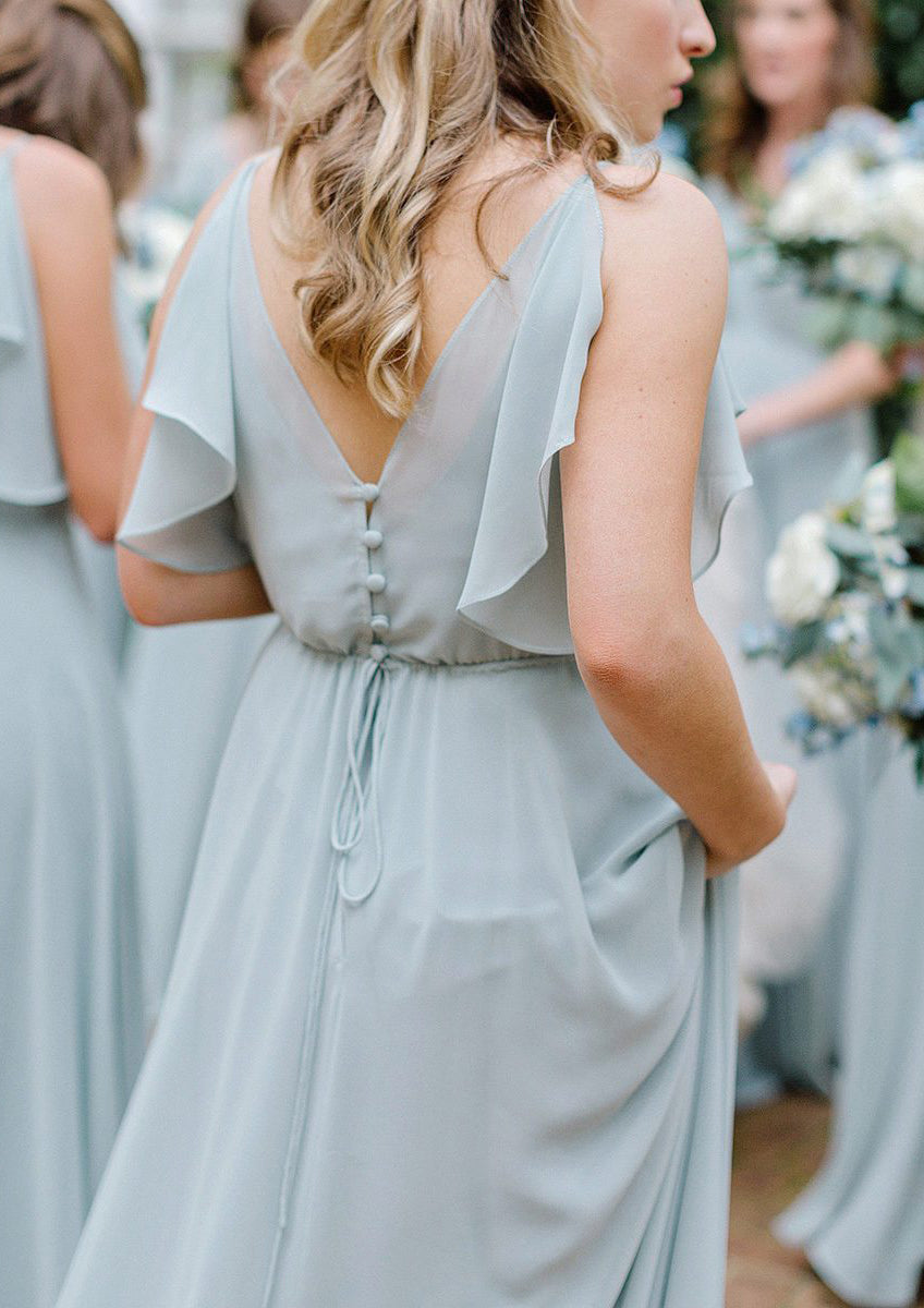 Lumidress Graceful V-Neck Sleeveless Chiffon Bridesmaid Dress with Pleated