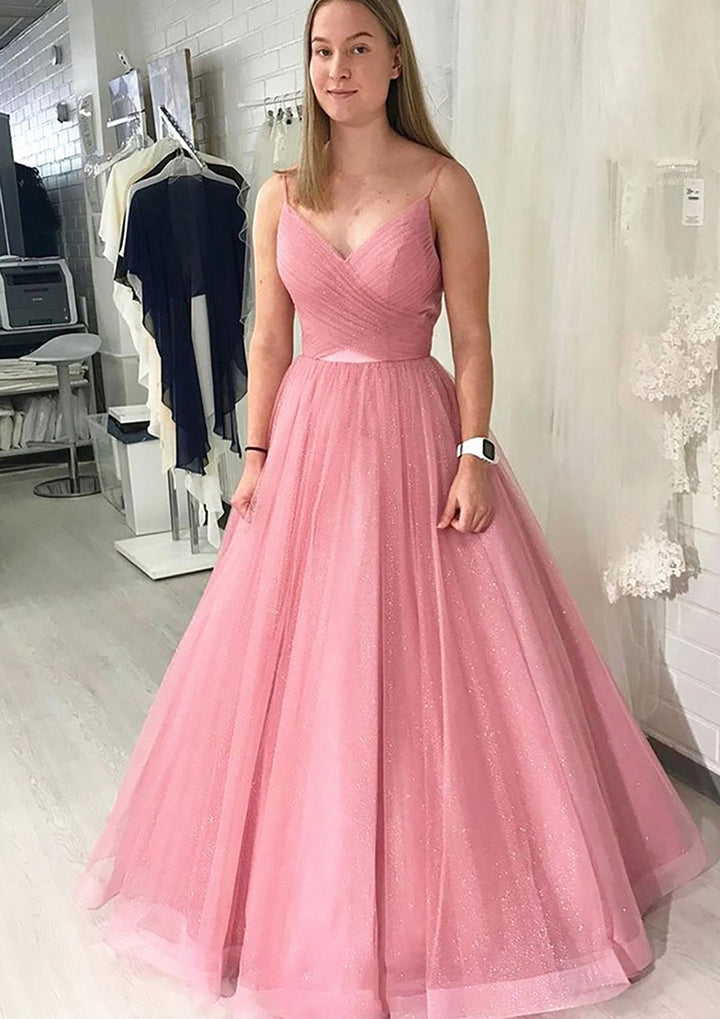 Lumidress Sparkling Ball Gown Prom Dress with Pleated Tulle – Floor-Length