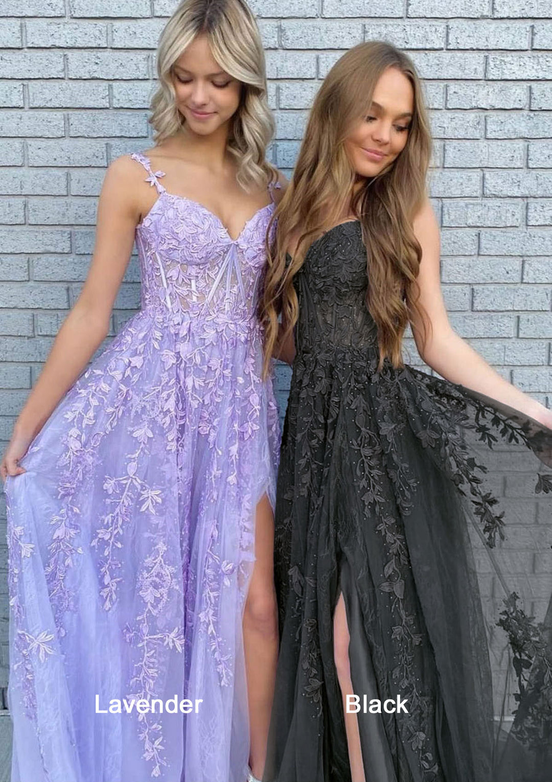 Lumidress Sleeveless V-Neck Tulle Long Prom Dress with Side Slit