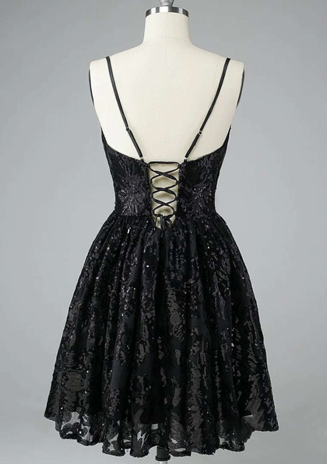 Lumidress Sparkling A-Line V-Neck Sleeveless Sequin Mini Homecoming Dress