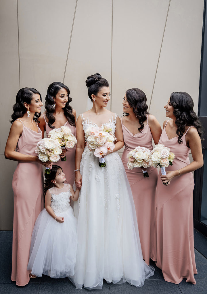 Lumidress Pink Spaghetti Straps Sheath / Column Bridesmaid Dress with Pleated