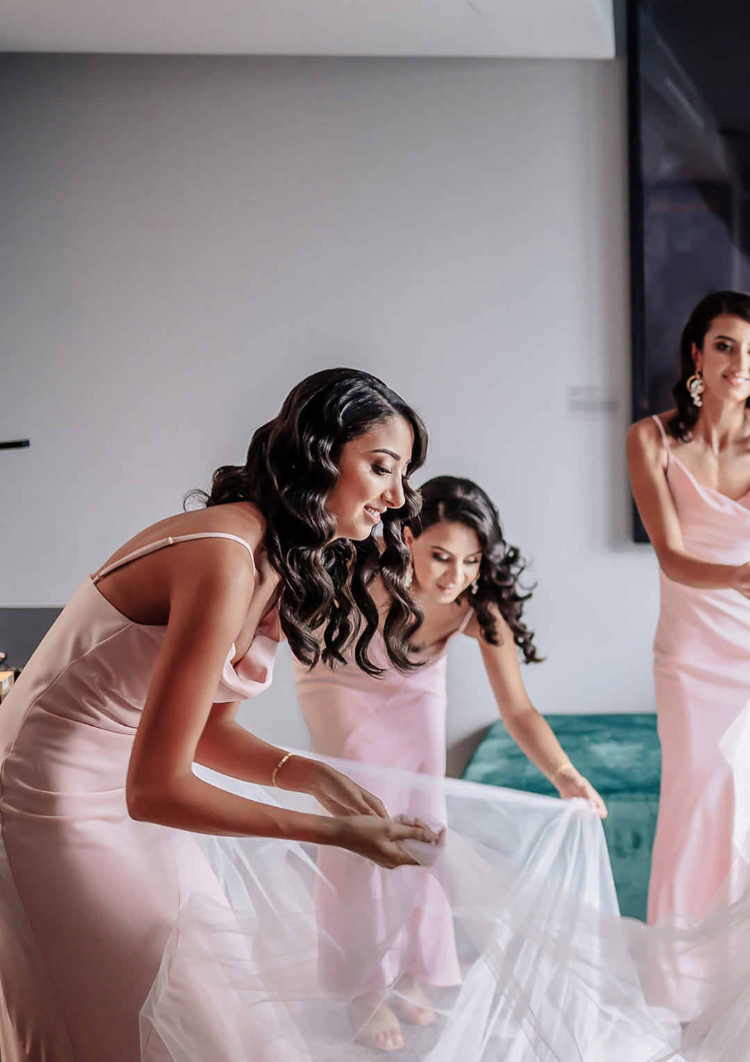 Lumidress Pink Spaghetti Straps Sheath / Column Bridesmaid Dress with Pleated