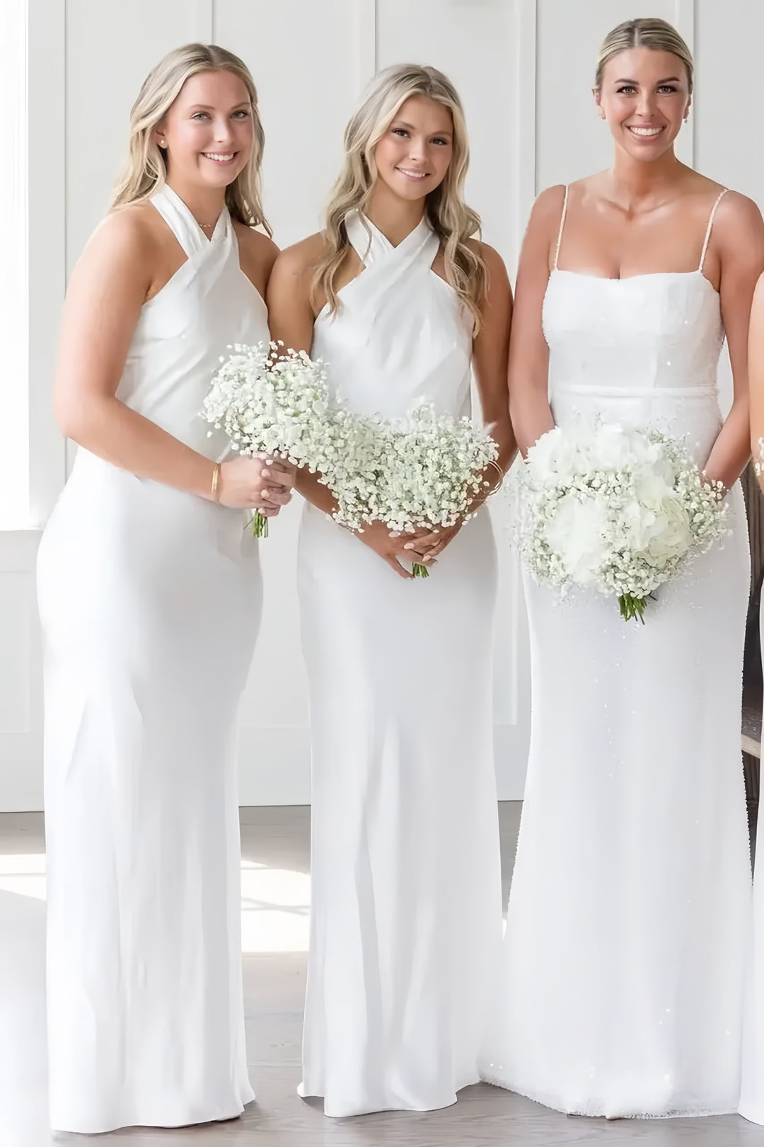 Lumidress Black Satin Halter Bridesmaid Dress with Open Back and Bow Detail
