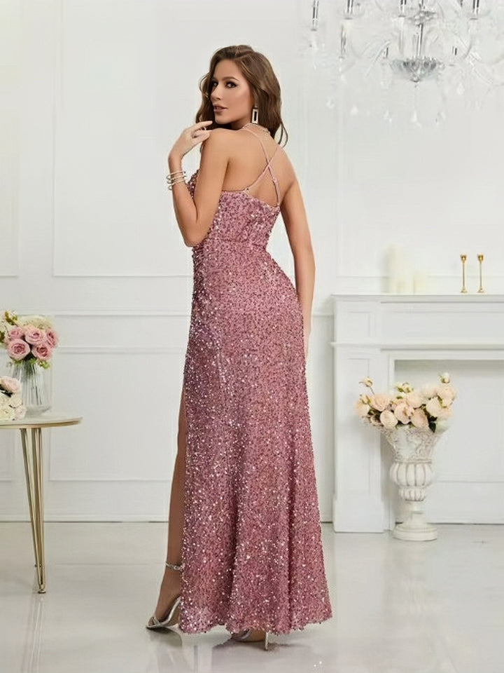 Lumidress Sheath / Column Sweetheart Split Thigh Sequins Prom Dress