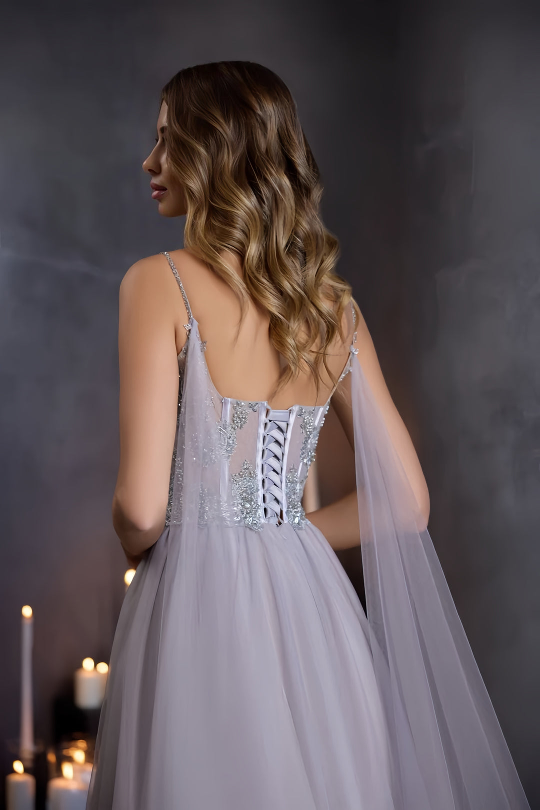 Lumidress Ethereal Elegance Tulle Evening Gown with Sweep Train