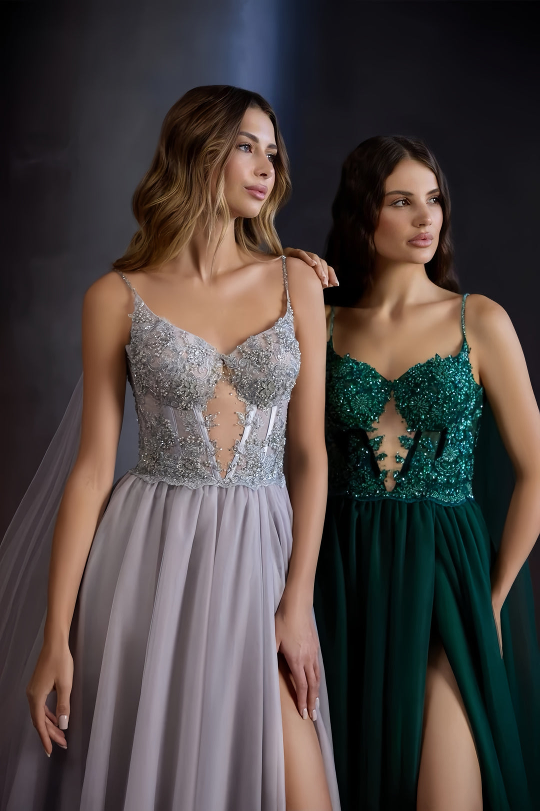 Lumidress Ethereal Elegance Tulle Evening Gown with Sweep Train
