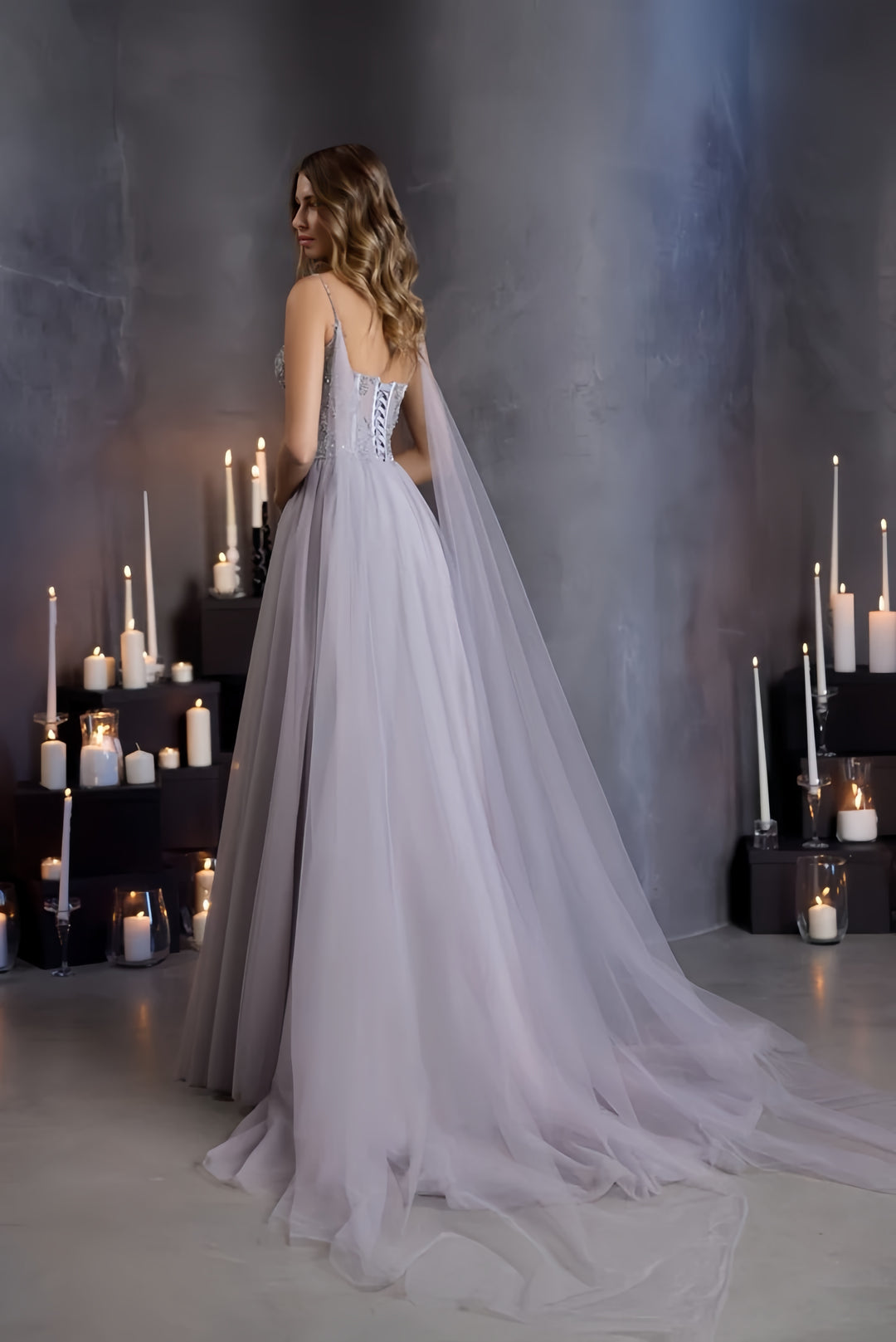 Lumidress Ethereal Elegance Tulle Evening Gown with Sweep Train
