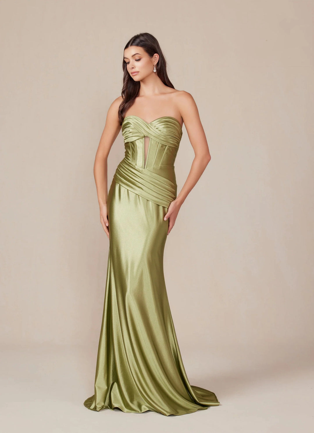 Lumidress Luxurious Satin Sleeveless Strapless Corset Gown