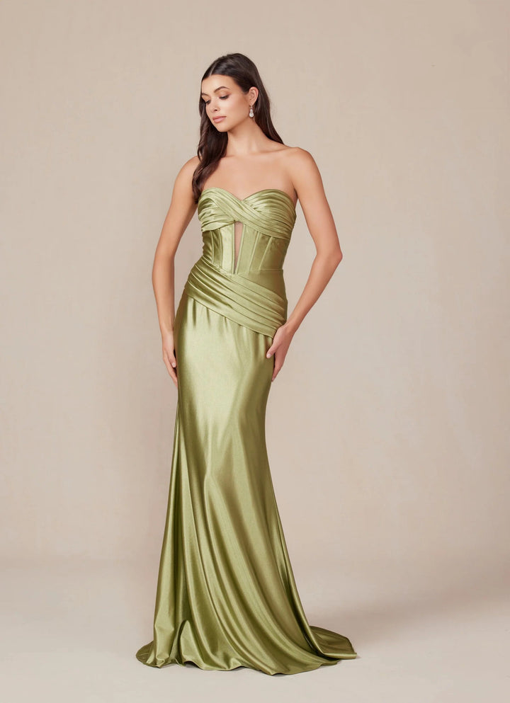 Lumidress Luxurious Satin Sleeveless Strapless Corset Gown