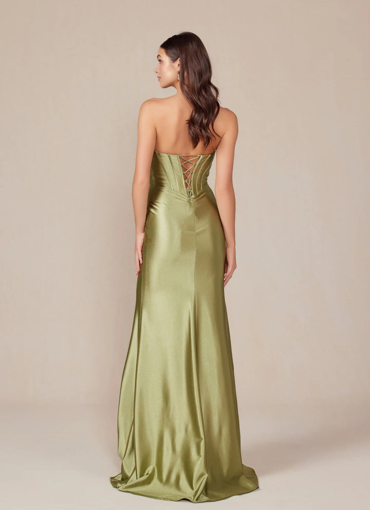Lumidress Luxurious Satin Sleeveless Strapless Corset Gown