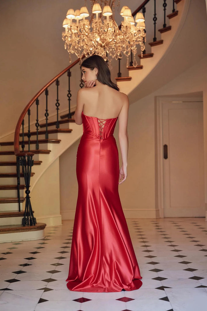 Lumidress Luxurious Satin Sleeveless Strapless Corset Gown
