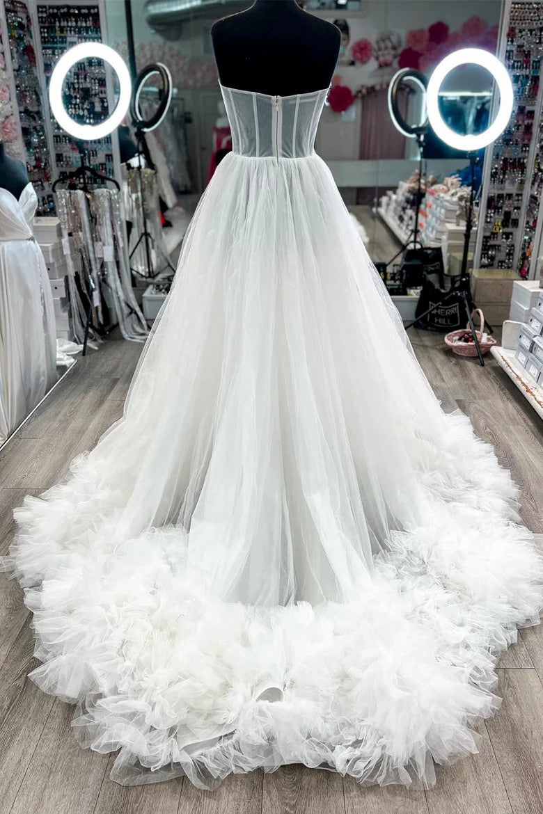 Lumidress Glamorous Periwinkle Strapless Tulle Ball Gown with Ruffled Hem