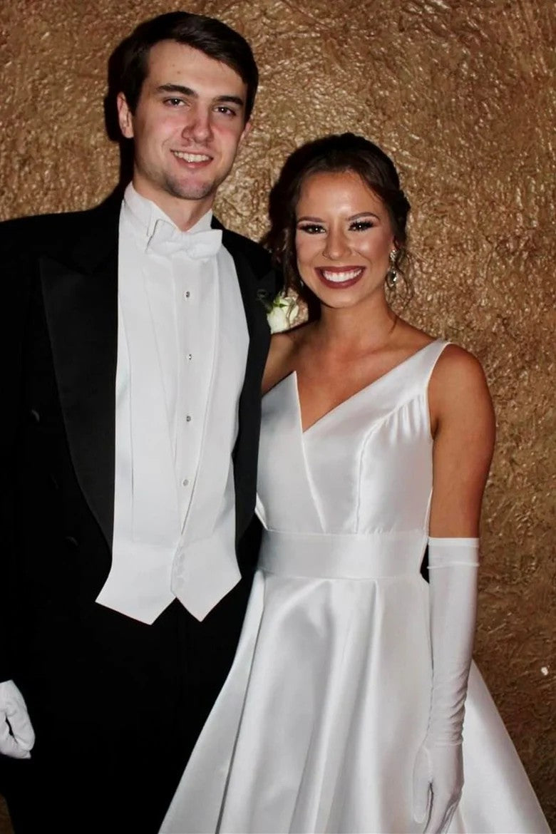 Lumidress White Satin One-Shoulder Asymmetrical A-Line Wedding Dress