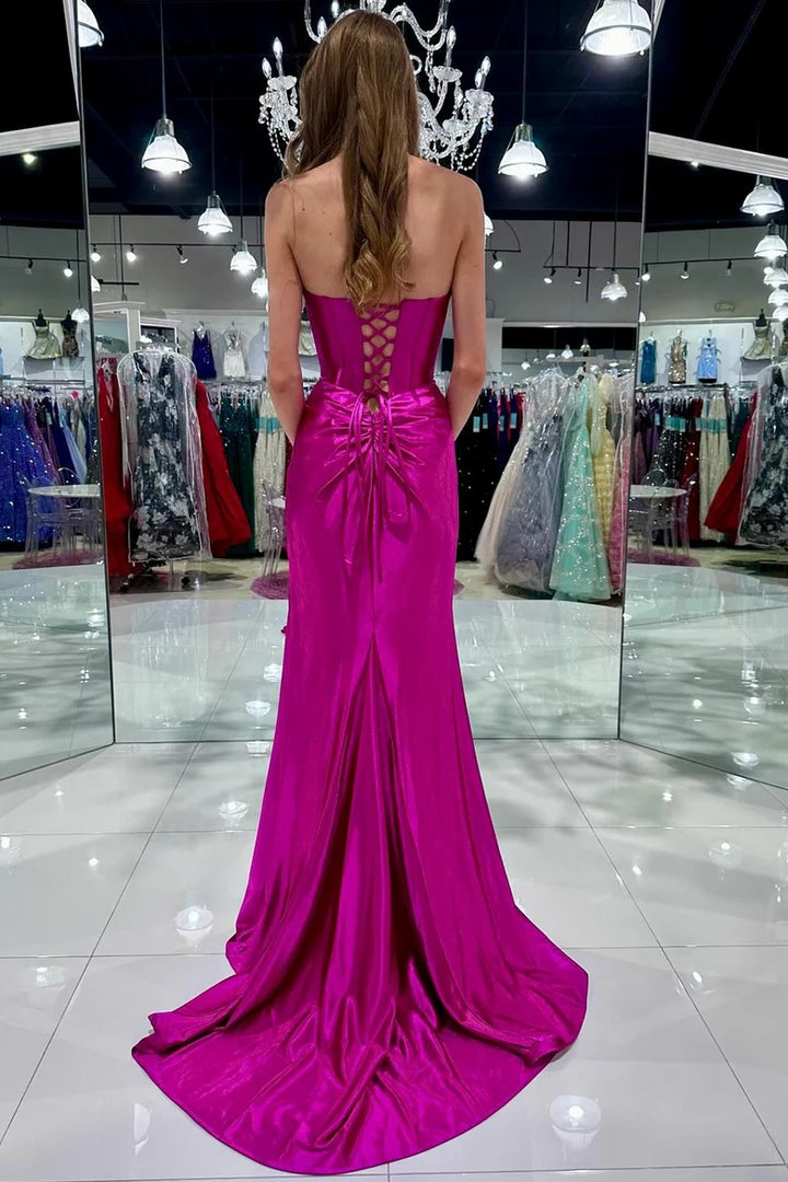 Lumidress Stunning Red Strapless Mermaid Evening Dress with Front Twist