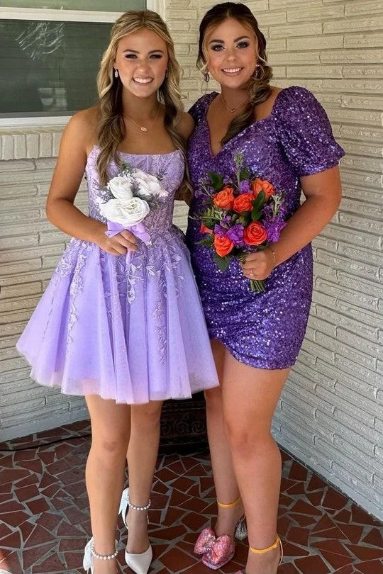 Lumidress Hot Pink Strapless Tulle A-Line Short Dress with Appliques