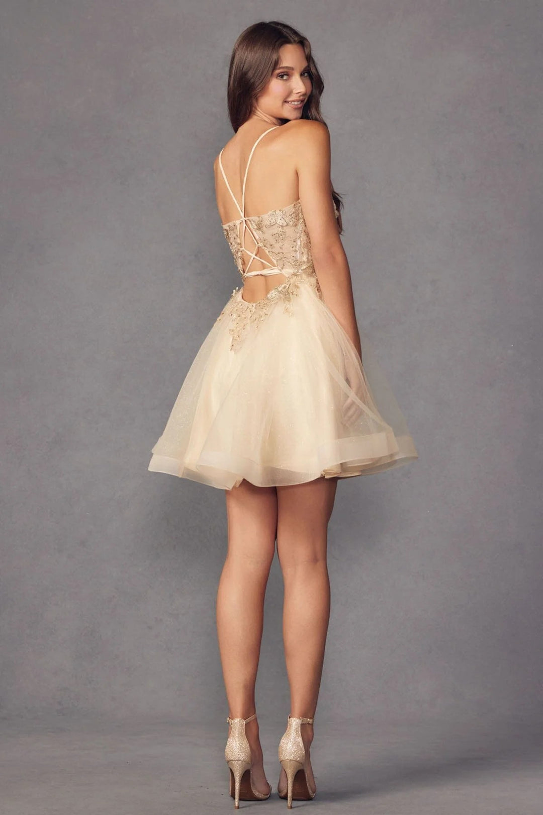 Lumidress Sleeveless 3D Butterfly Short Dress with Spaghetti Straps