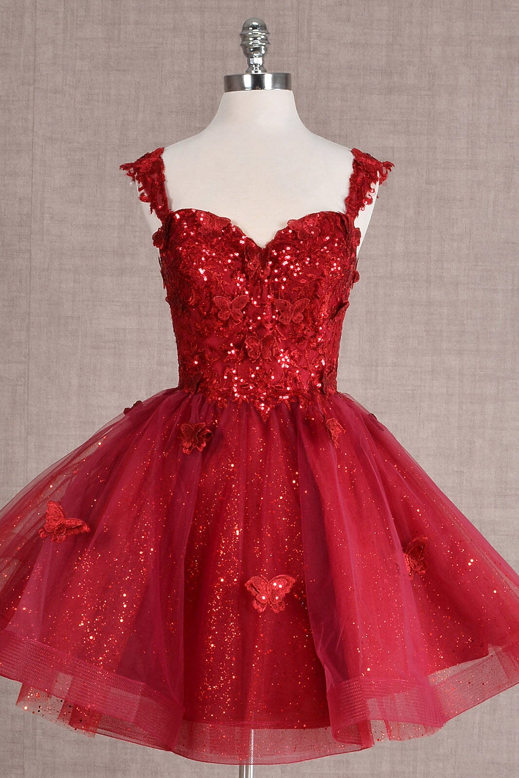 Lumidress 3D Butterfly Short Sleeveless Glitter Sequin Tulle Dress