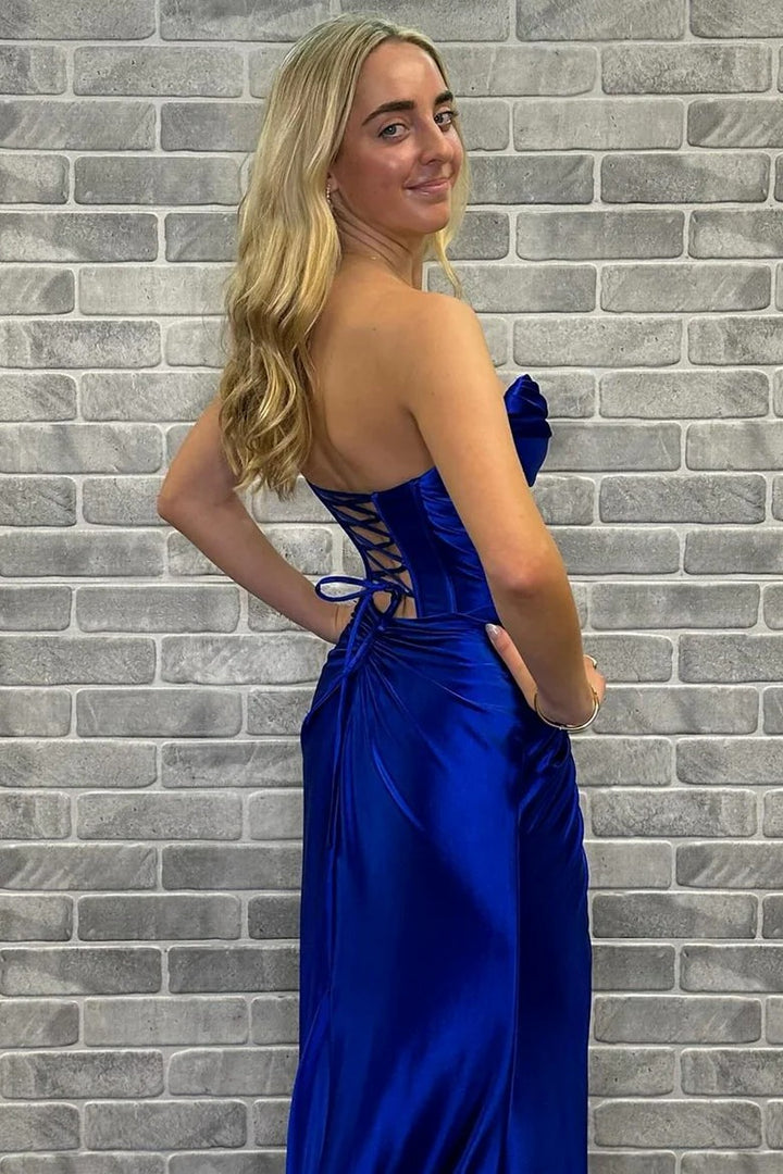 Lumidress Stunning Red Strapless Mermaid Evening Dress with Front Twist