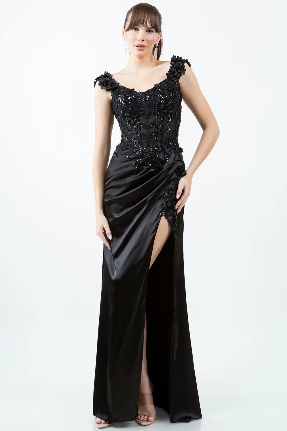 Lumidress Red Elegance Off-Shoulder Embroidered Satin Prom&Evening Gown