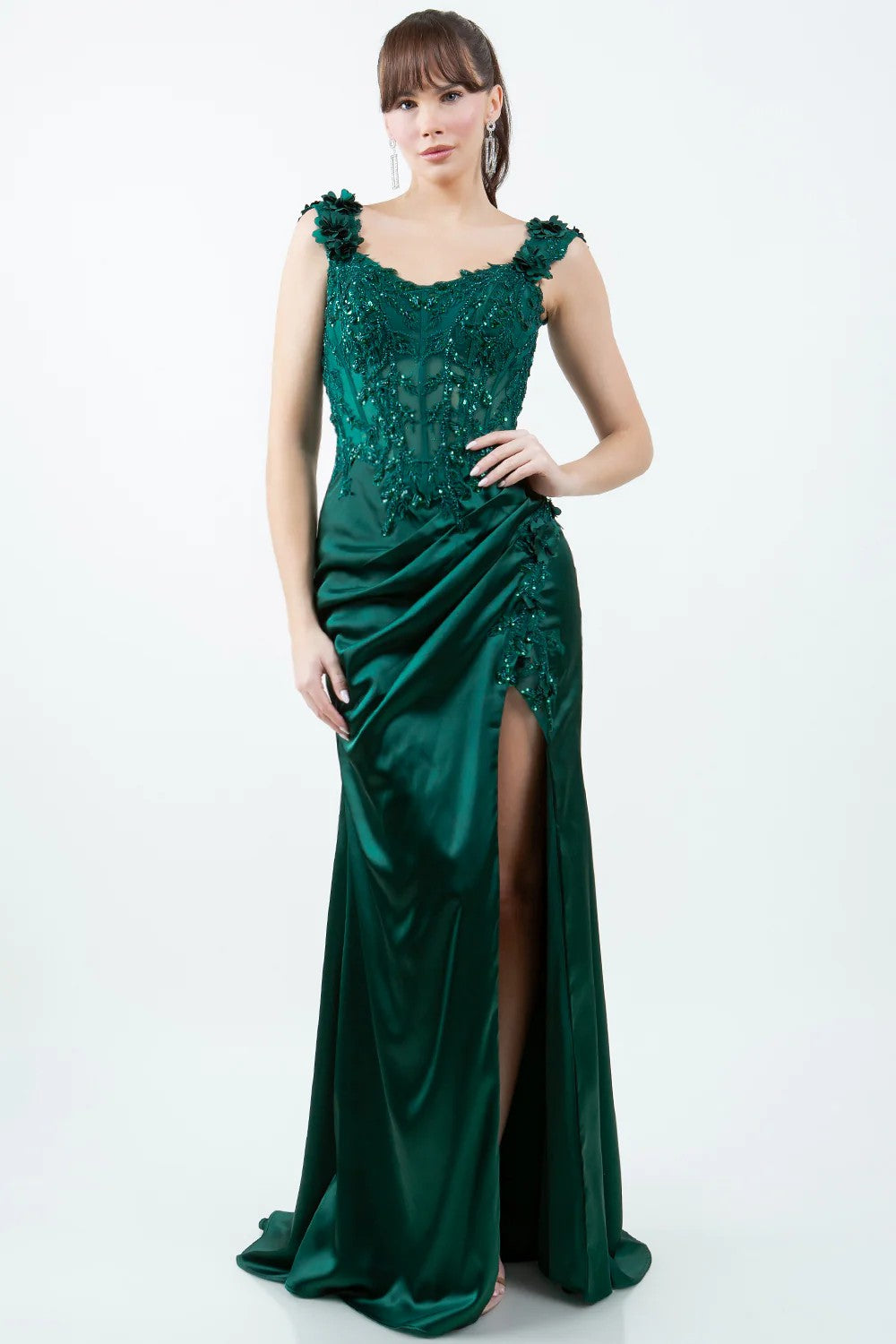 Lumidress Red Elegance Off-Shoulder Embroidered Satin Prom&Evening Gown