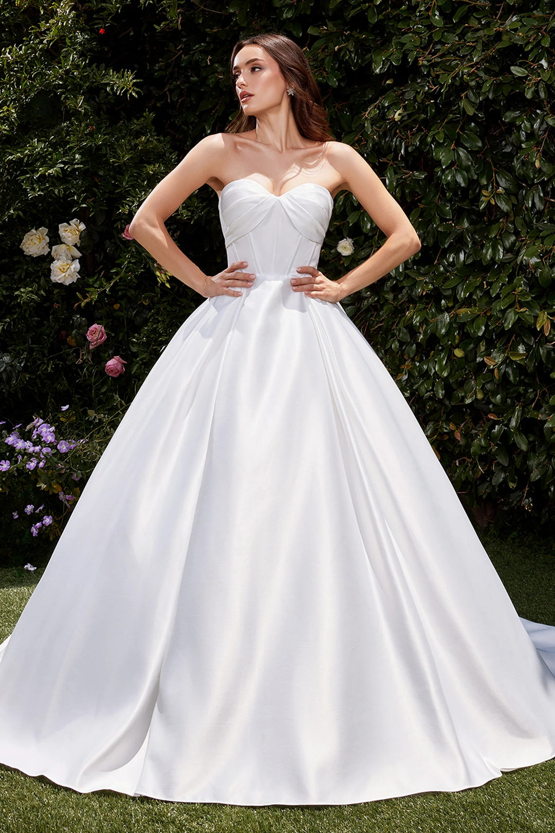 Lumidress Satin Strapless Sweetheart Neck Bridal Ball Gown