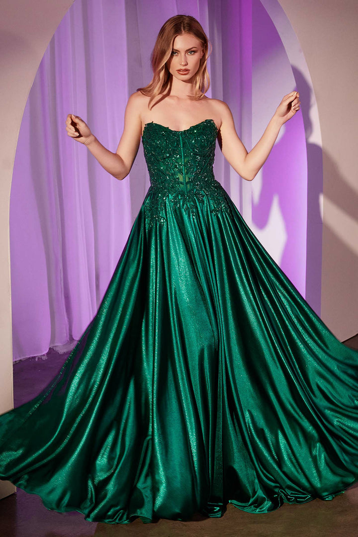 Lumidress Glamorous Off Shoulder Satin Lace Applique A-Line Gown