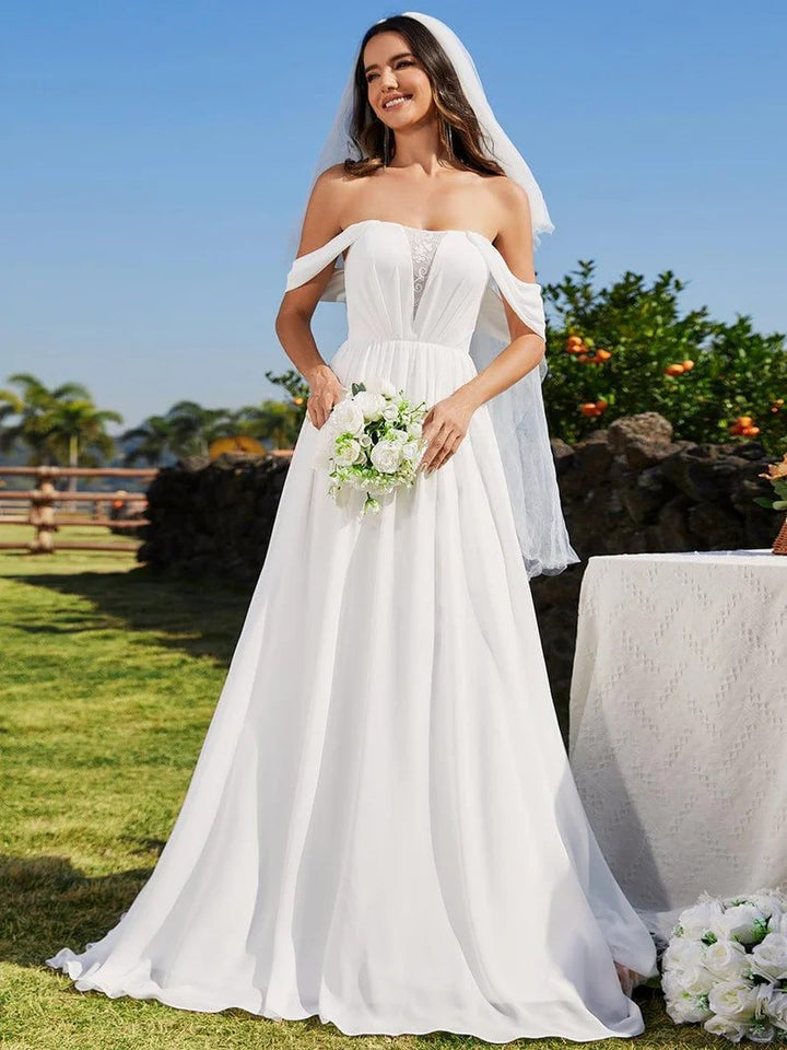 Lumidress Off-Shoulder Chiffon A-Line Wedding Dress
