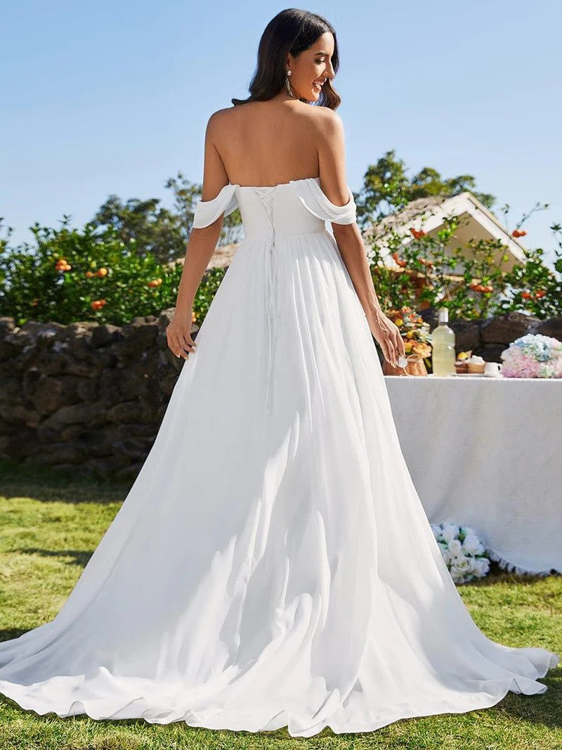 Lumidress Off-Shoulder Chiffon A-Line Wedding Dress