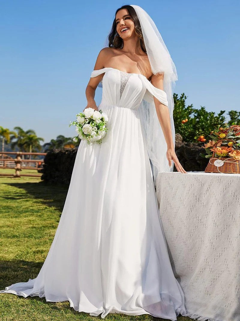 Lumidress Off-Shoulder Chiffon A-Line Wedding Dress