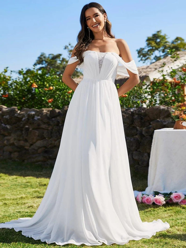 Lumidress Off-Shoulder Chiffon A-Line Wedding Dress