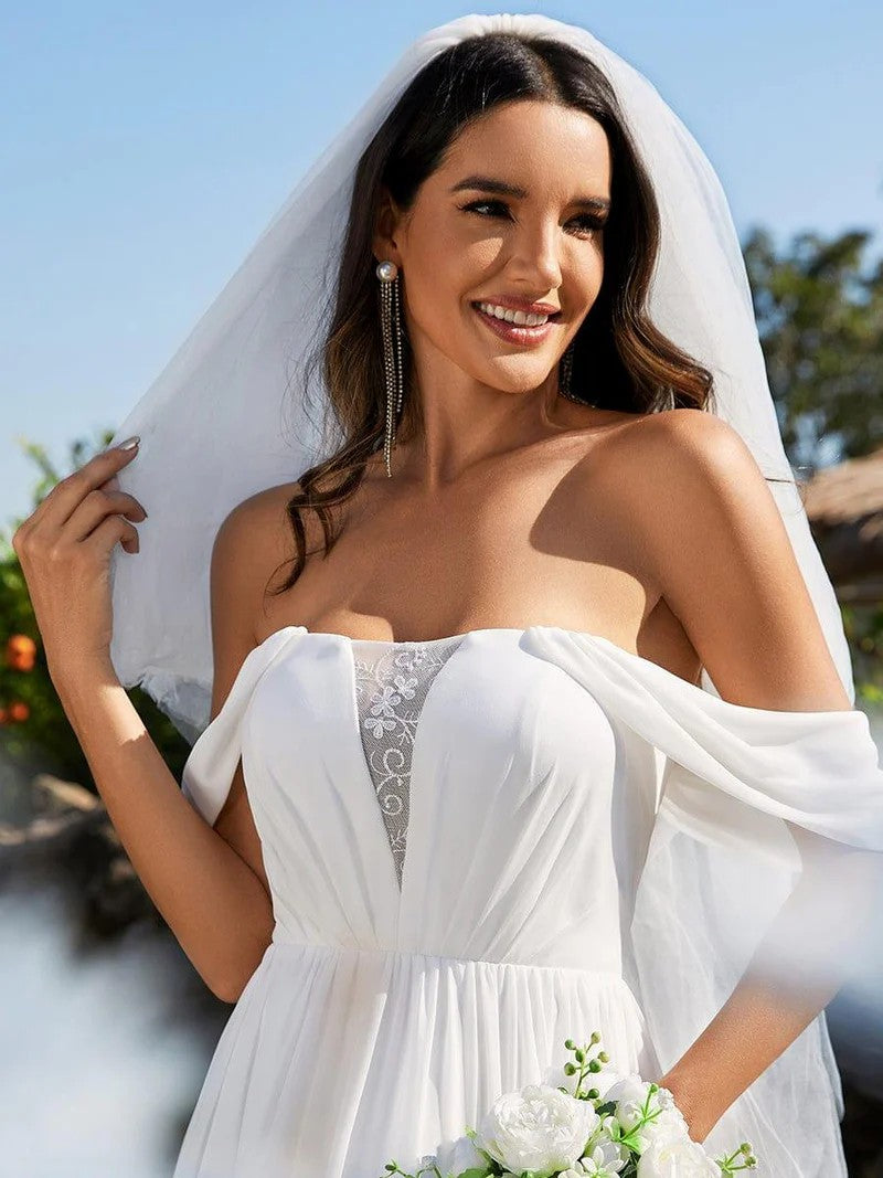 Lumidress Off-Shoulder Chiffon A-Line Wedding Dress
