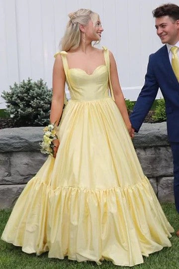 Lumidress Elegant Red Sweetheart A-Line Long Prom Dress with Bow Straps