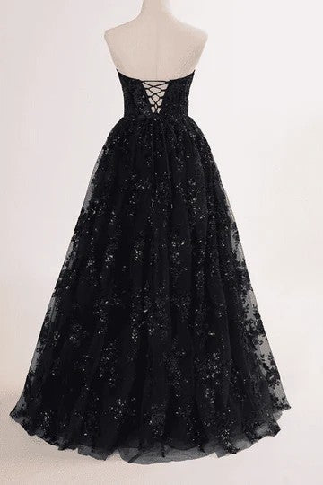 Lumidress Strapless Empire Waist A-Line Evening Prom Gown with Lace Appliqués