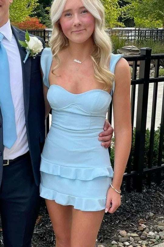 Lumidress Red Satin Sweetheart Bodycon Homecoming Dress with Ruffle Detail