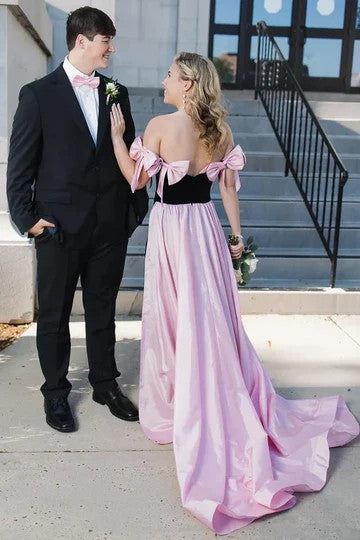 Lumidress Off-the-Shoulder Mermaid Evening Dress with Bow &amp; Detachable Train