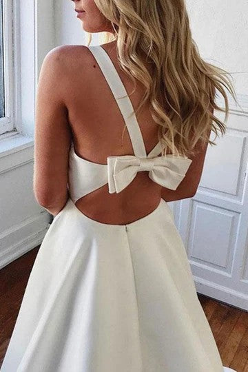 Lumidress Elegant Satin A-Line Prom Dress with Empire Waist &amp; Bow