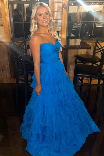 Lumidress Strapless Sweetheart Layered A-Line Prom Dress