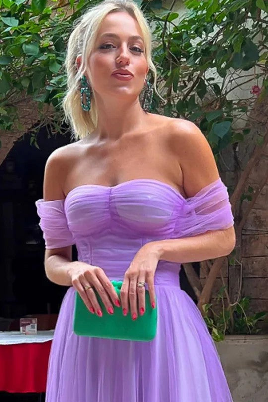 Lumidress Elegant Off-the-Shoulder Sweetheart A-Line Tulle Formal Prom Dress