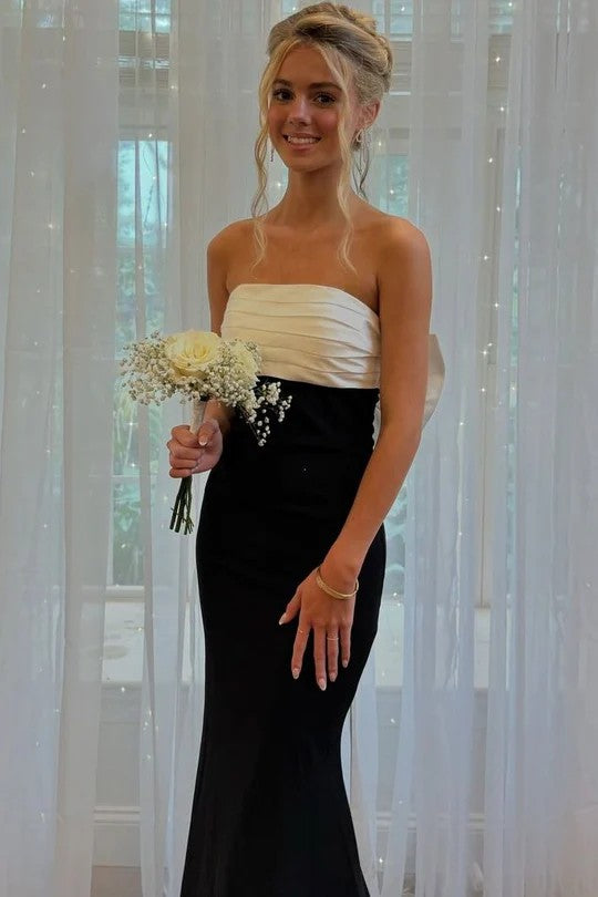 Lumidress Elegant Strapless Two-Tone Bow-Back Mermaid Evening Dress