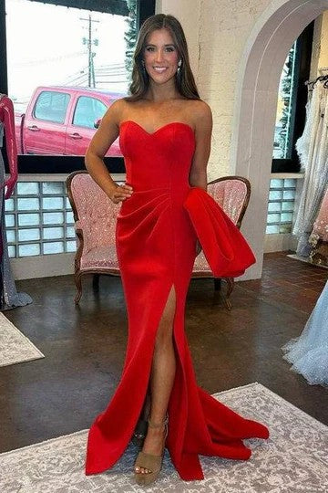 Lumidress Light Blue Strapless Sweetheart Mermaid Satin Evening Gown